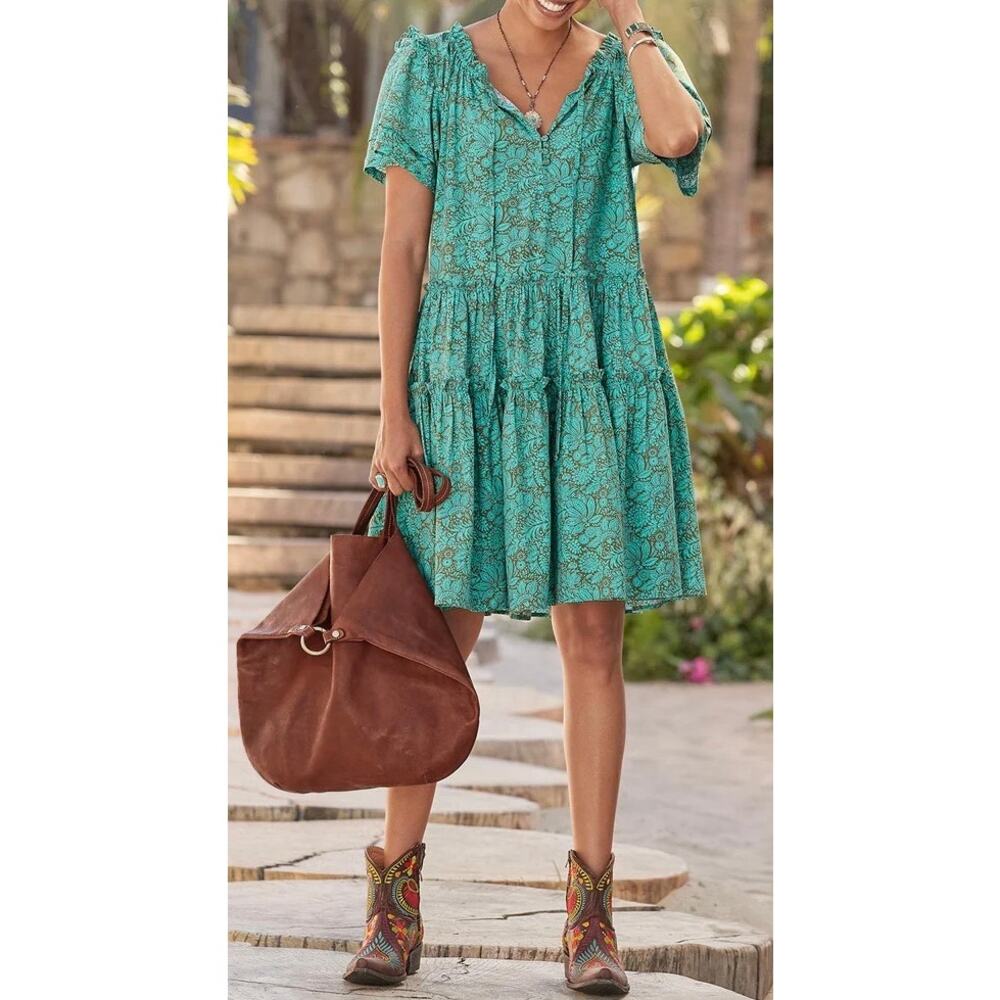 Sundance Teal Floral Mini Dress
